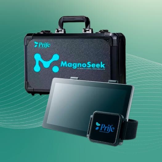 Prife MagnoSeek wellness system with carrying case, display, and wristband